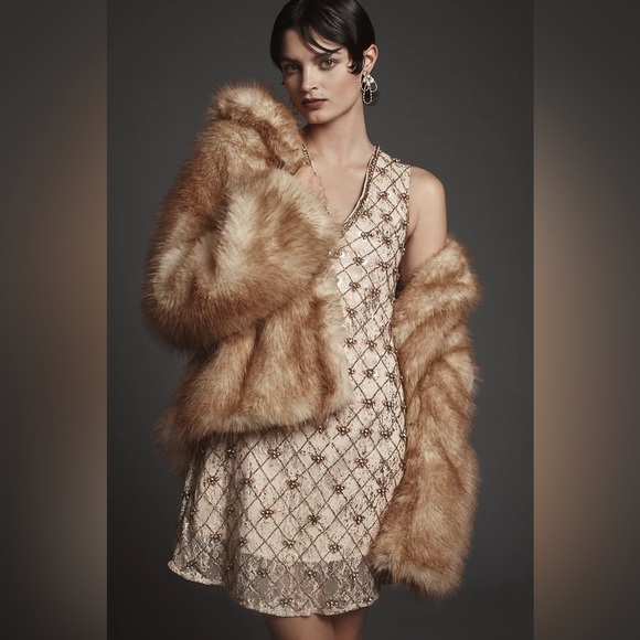 NWT! Anthropologie Let Me Be Crystal-Embellished Mini Shift Dress - Multiple ⚫️🍬 - Picture 6 of 13